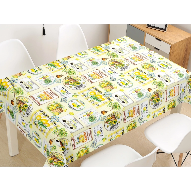 Toile cirée RIVIERA jaune - nappe cirée avec des citrons