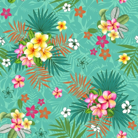 Toile cirée épaisse TIARÉ Emeraude - Largeur 140 cm et Sans plis