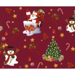 Toile cirée NEW YEAR bordeaux - Toile cirée père noël et cadeaux