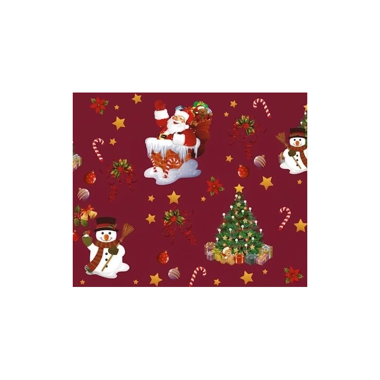 Toile cirée NEW YEAR bordeaux - Toile cirée père noël et cadeaux