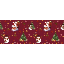 Toile cirée NEW YEAR bordeaux - Toile cirée père noël et cadeaux