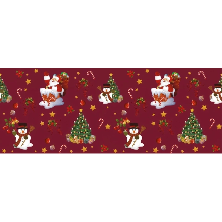 Toile cirée NEW YEAR bordeaux - Toile cirée père noël et cadeaux