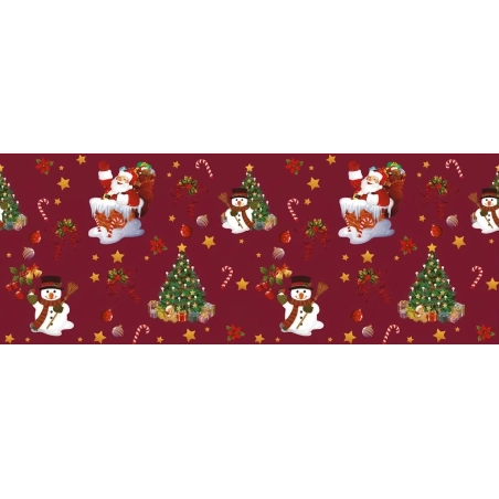 Toile cirée NEW YEAR bordeaux - Toile cirée père noël et cadeaux