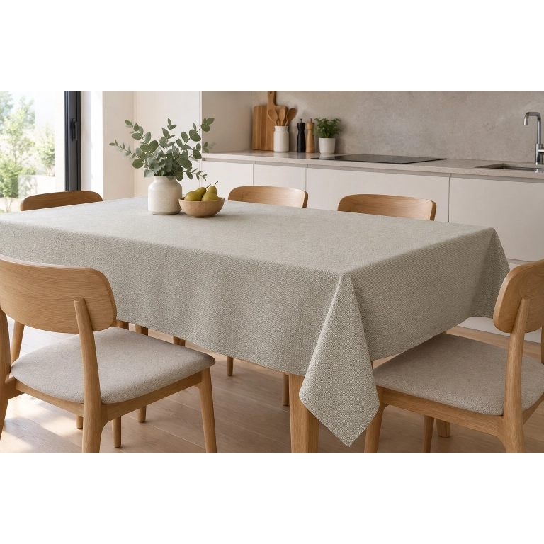 Toile cirée métallisée - CANEVAS lin beige